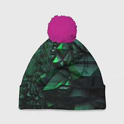 Шапка с помпоном Зеленые сны в абстракции, цвет: 3D-малиновый