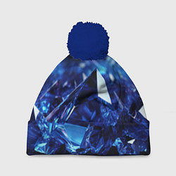 Шапка c помпоном Синие прозрачные алмазы