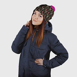 Шапка с помпоном Goblincore - мухоморы, цвет: 3D-малиновый — фото 2