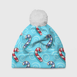 Шапка c помпоном Новогодний леденец трость