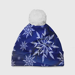 Шапка с помпоном Зима и снежинки, цвет: 3D-белый