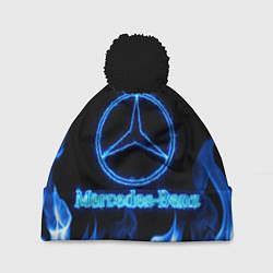 Шапка c помпоном Mercedes-benz blue neon