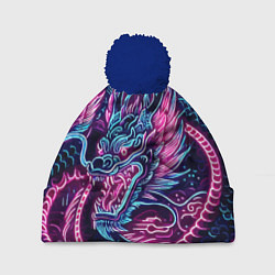 Шапка c помпоном Neon Japanese dragon - irezumi