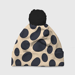 Шапка с помпоном Пятнышки леопарда, цвет: 3D-черный