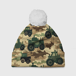 Шапка c помпоном Трактора камуфляжный паттерн