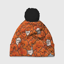 Шапка c помпоном Милые огоньки и зефирки