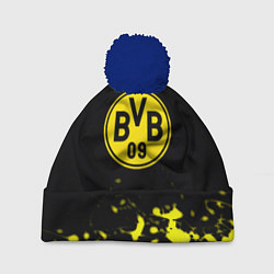 Шапка с помпоном Borussia краски жёлтые, цвет: 3D-тёмно-синий