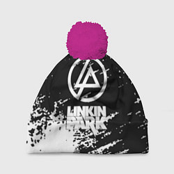 Шапка с помпоном Linkin park logo краски текстура, цвет: 3D-малиновый
