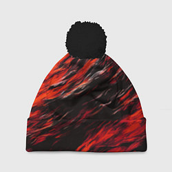 Шапка c помпоном Чёрная и красная буря