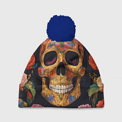 Шапка c помпоном Bright colors and skull