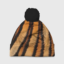 Шапка с помпоном Тигровая шкура, цвет: 3D-черный