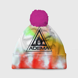 Шапка с помпоном Adema рок бенд текстура, цвет: 3D-малиновый