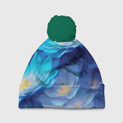 Шапка с помпоном Волшебные цветы блестящие, цвет: 3D-зеленый