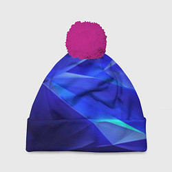 Шапка c помпоном Black and blue abstract background sport style