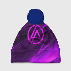 Шапка с помпоном Linkin park neon stripes logo, цвет: 3D-тёмно-синий