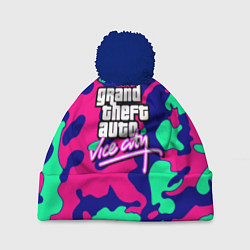 Шапка с помпоном GTA vice city камуфляж, цвет: 3D-тёмно-синий