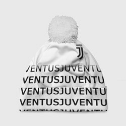 Шапка с помпоном Ювентус лого паттерн спорт, цвет: 3D-белый