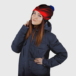 Шапка с помпоном Geometry stripes line, цвет: 3D-тёмно-синий — фото 2