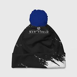 Шапка с помпоном New world штрихи красок, цвет: 3D-тёмно-синий