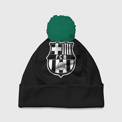Шапка с помпоном Barcelona fc club белое лого, цвет: 3D-зеленый