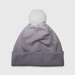 Шапка с помпоном Бледный серо-пурпурный градиент, цвет: 3D-белый