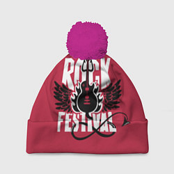 Шапка c помпоном Рок фестиваль - гитара