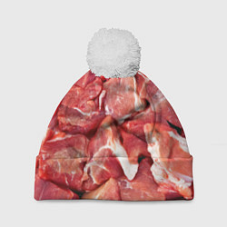 Шапка c помпоном Куски мяса