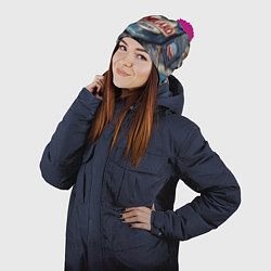 Шапка с помпоном Vanguard denim patchwork - ai art, цвет: 3D-малиновый — фото 2