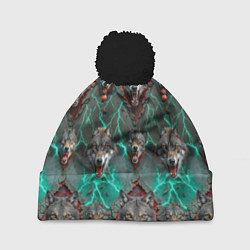 Шапка c помпоном Эпичный паттерн из волков