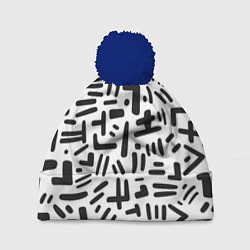 Шапка c помпоном Паттерн линиями