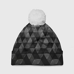 Шапка с помпоном Серые треугольники, цвет: 3D-белый
