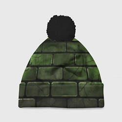 Шапка c помпоном Зеленые неоновые кирпичи