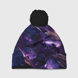 Шапка c помпоном Фиолетовые неоновые камни со светом