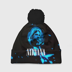 Шапка с помпоном Nirvana рок бенд краски, цвет: 3D-черный