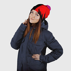 Шапка с помпоном Ajax sport color red, цвет: 3D-малиновый — фото 2