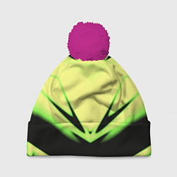 Шапка с помпоном Geometry stripes кислотный стиль, цвет: 3D-малиновый