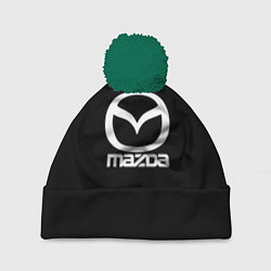 Шапка с помпоном Mazda logo white, цвет: 3D-зеленый