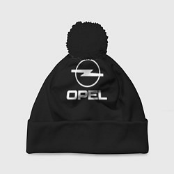 Шапка с помпоном Opel logo white, цвет: 3D-черный