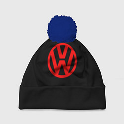 Шапка с помпоном Volkswagen red logo, цвет: 3D-тёмно-синий