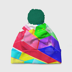 Шапка с помпоном Цветные столбы, цвет: 3D-зеленый
