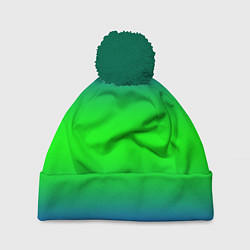 Шапка с помпоном Зелёный градиент текстура, цвет: 3D-зеленый