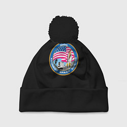 Шапка с помпоном NASA usa logo, цвет: 3D-черный