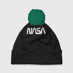 Шапка с помпоном Nasa white logo, цвет: 3D-зеленый