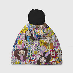 Шапка с помпоном Right now NewJeans and Takashi Murakami, цвет: 3D-черный