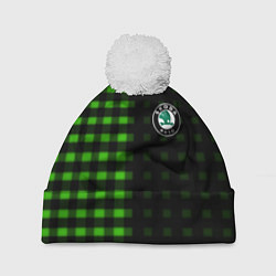 Шапка с помпоном Skoda pattern geometry, цвет: 3D-белый