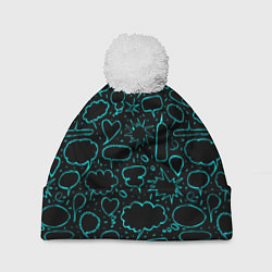 Шапка c помпоном Речевые неоновые пузыри