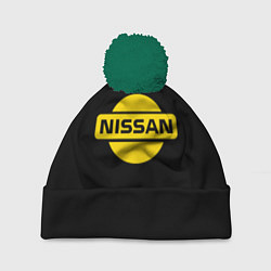 Шапка с помпоном Nissan yellow logo, цвет: 3D-зеленый