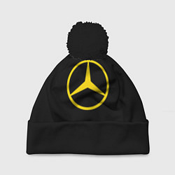 Шапка с помпоном Mercedes logo yello, цвет: 3D-черный