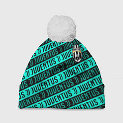 Шапка с помпоном Juventus pattern logo steel, цвет: 3D-белый