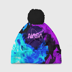 Шапка c помпоном NASA neon flame